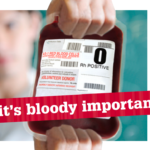 Blood transfusion bag with headline: It's bloody important.