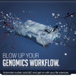 An exploding piece of lab equipment with the headline 'blow up your workflow'.